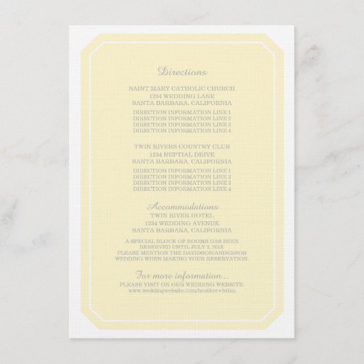 Gelbe, einfach elegante Informationskarte Begleitkarte (Vorderseite)