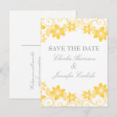 Gelbe einfache Blumenkarte Save the Date Postkarte (Vorne/Hinten)