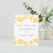 Gelbe einfache Blumenkarte Save the Date Postkarte (Stehend Vorderseite)