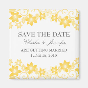 Gelbe einfache Blüte Speichern Sie das Date Magnet