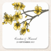 Gelbe, einfache Kirschblüten Papier Untersetzer (Vorderseite)