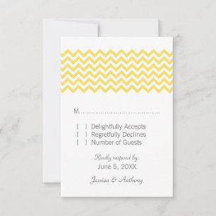 Gelbe einfache Zickzack Antwortkarte RSVP Karte