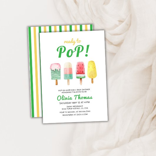 Gelbe Eiscreme für den Pop Babydusche Einladung