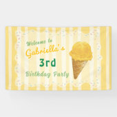 Gelbe Eiscreme Kinder Geburtstagsgruß Banner (Horizontal)