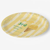 Gelbe Eiscrème-Sprinkle-Sommer-Geburtstagsfeier Pappteller (Schrägansicht)