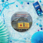 Gelbe Eisenbahn Motor, 8. Geburtstag, Name Pappteller (Party)