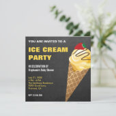 Gelbe Eistüte-Babyparty Einladung (Stehend Vorderseite)