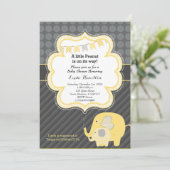 Gelbe Elefant Babydusche Einladung (Stehend Vorderseite)