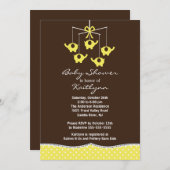 Gelbe Elefant Mobile Babydusche Einladung (Vorne/Hinten)