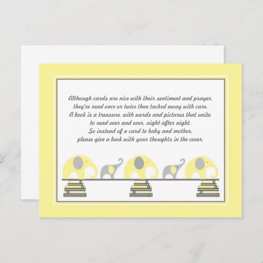 Gelbe Elefanten Beilage für Babydusche Einladungspostkarte (Vorne/Hinten)