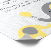 Gelbe Elefantendusche Sage kein Baby-Zeichen Poster (Ecke)