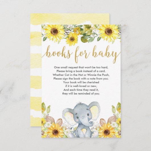 Gelbe Elefantengeschlechtsneutrale Bücher für Kind Begleitkarte (Vorne/Hinten)