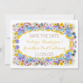 Gelbe Elegance Blumenblume Wildblume Hochzeit Einladung (Vorderseite)