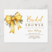 Gelbe, elegante Coquette Brautdusche Einladung Postkarte (Vorderseite)