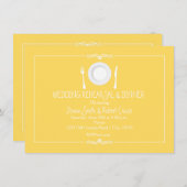 Gelbe Elegante Hochzeit Probe Dinner Einladung (Vorne/Hinten)