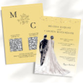 Gelbe Elegante Moderne QR Code Hochzeit Einladung