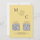 Gelbe Elegante Moderne QR Code Hochzeit Einladung (Rückseite)