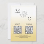 Gelbe Elegante QR Code Hochzeit Einladung (Rückseite)