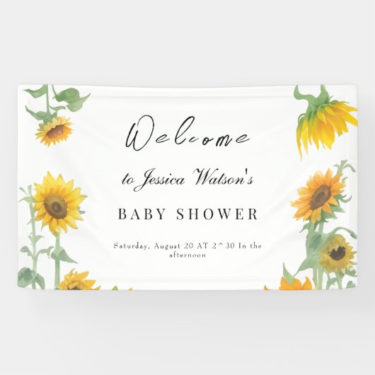 Gelbe Elegante Sonnenblume Sonnenblume Babydusche Banner (Horizontal)