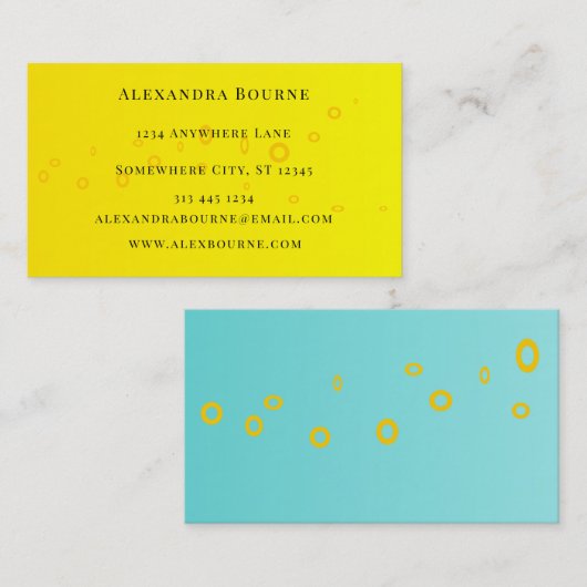 Gelbe Eleganz und blaue Farbe Platsch Visitenkarte (Vorne/Hinten)