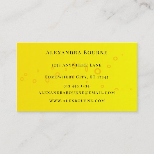 Gelbe Eleganz und blaue Farbe Platsch Visitenkarte (Vorderseite)