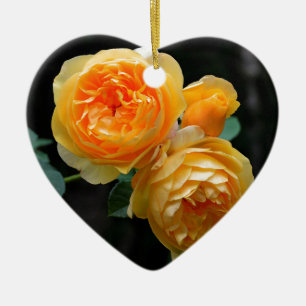Gelbe Englische Rose Keramik Ornament