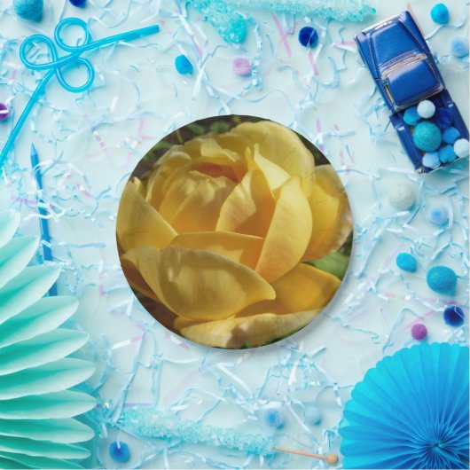 Gelbe Englische Rose Pappteller (Party)