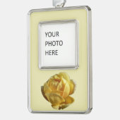 Gelbe Englische Rose Rahmen-Ornament Silber (Links)