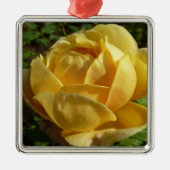 Gelbe Englische Rose Silbernes Ornament (Vorne)