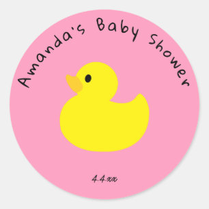 Gelbe Ente - Babyparty Runder Aufkleber