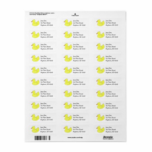 Gelbe Ente Duckling Rubber Ducky Duckie Labels (Vorne)