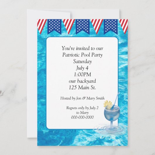 Gelbe Ente für das Patriotische Pool-Party Einladung (Rückseite)