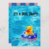 Gelbe Ente für das Patriotische Pool-Party Einladung (Vorne/Hinten)