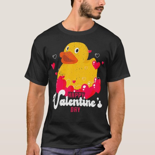 Gelbe Ente Herzblase Gummi Ente Valentines da T-Shirt (Vorderseite)