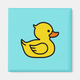 Gelbe Ente mit blauem Hintergrund Square Magnet