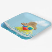 Gelbe Ente mit Sonnenbrille im Wasser Pappteller (Gewinkelt)