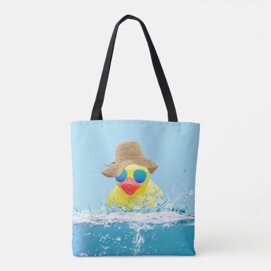 Gelbe Ente mit Sonnenbrille im Wasser Tasche (Rückseite)