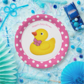 Gelbe Ente Pink Polka Dot Babydusche Papierplatte Pappteller (Party)