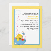 Gelbe Ente, Regenschirm, Herz, Babydusche Invitat Einladung (Vorne/Hinten)
