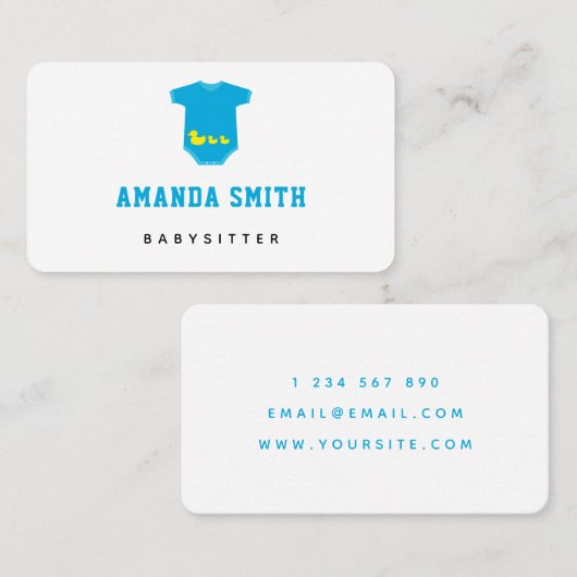 Gelbe Enten auf Bodysuit Kinderysitter Minimal Visitenkarte (Vorne/Hinten)