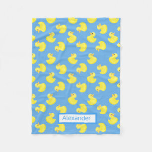 Gelbe Enten auf einem blauen Hintergrund Persönli Fleecedecke