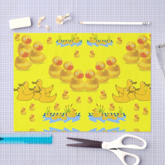 Gelbe Enten aus Zierpapier Seidenpapier (Handwerk)