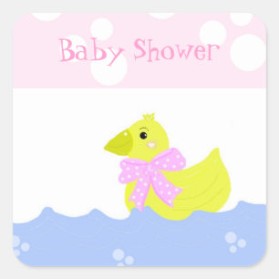 Gelbe Enten-Baby-Party Quadratischer Aufkleber