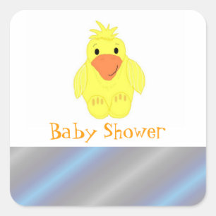 Gelbe Enten-Baby-Party Quadratischer Aufkleber