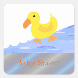 Gelbe Enten-Baby-Party Quadratischer Aufkleber