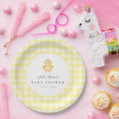 Gelbe Enten-Gingham-Baby-Shower-Papierteller Pappteller (Party)
