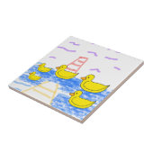 Gelbe Enten - Leuchtturm und Pier Keramik Tile Fliese (Seite)