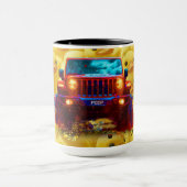 Gelbe Enten mit einem 4x4-Piep-LKW Tasse (Zentrum)