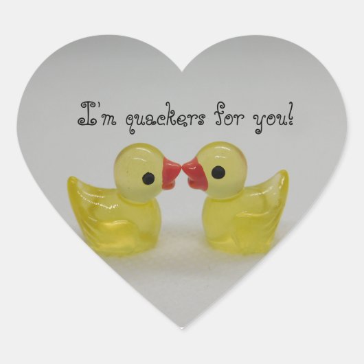 Gelbe Entenliebe Herz-Aufkleber (Vorderseite)