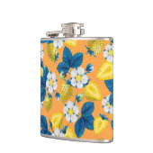 Gelbe Erdbeeren auf Orange Flachmann (Links)